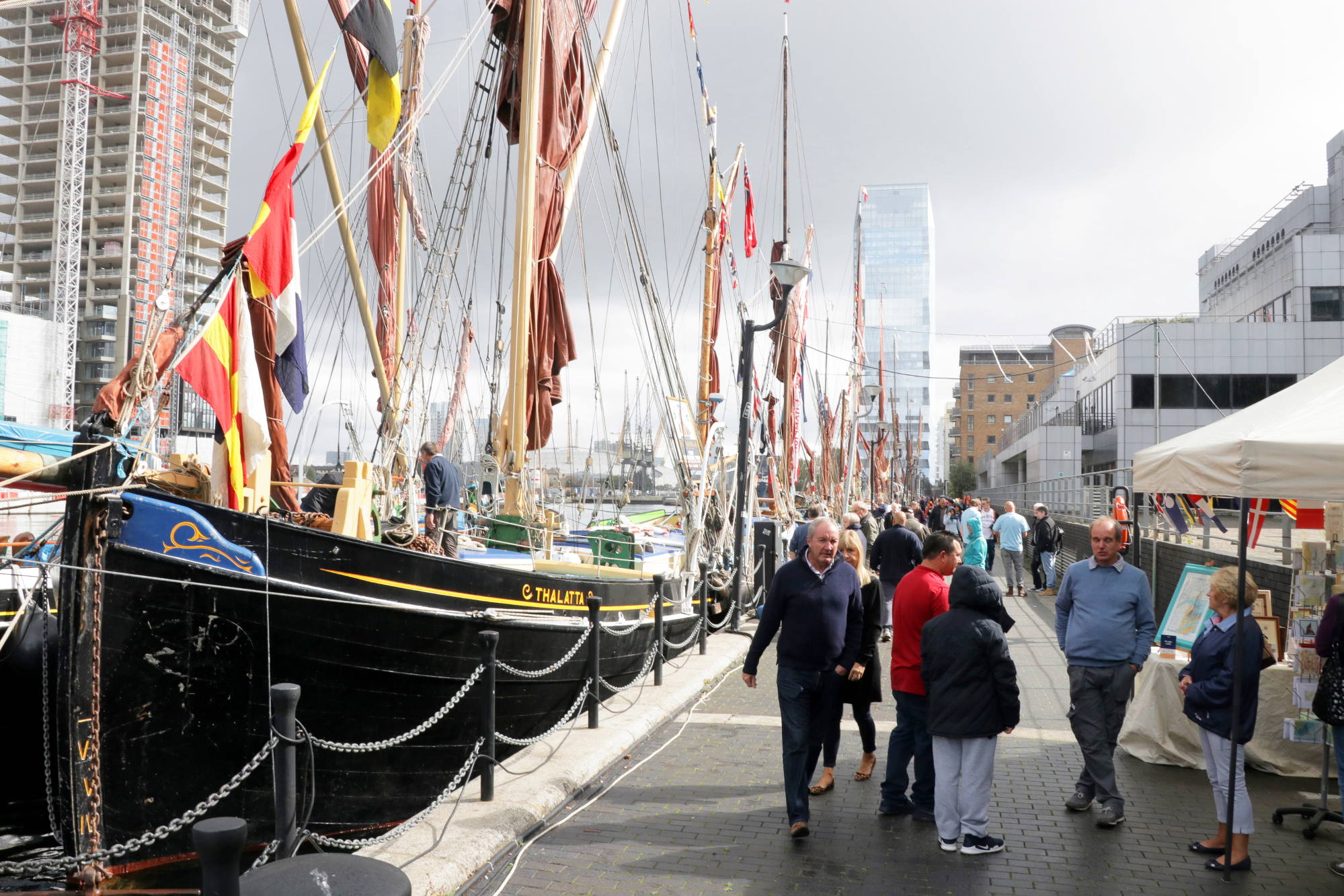 The Popup Museum at West India Dock, 17th September 2017, with Sailing Barge Thalatta in the foreground